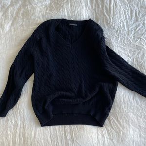 Brandy Melville Navy Cableknit V Sweater